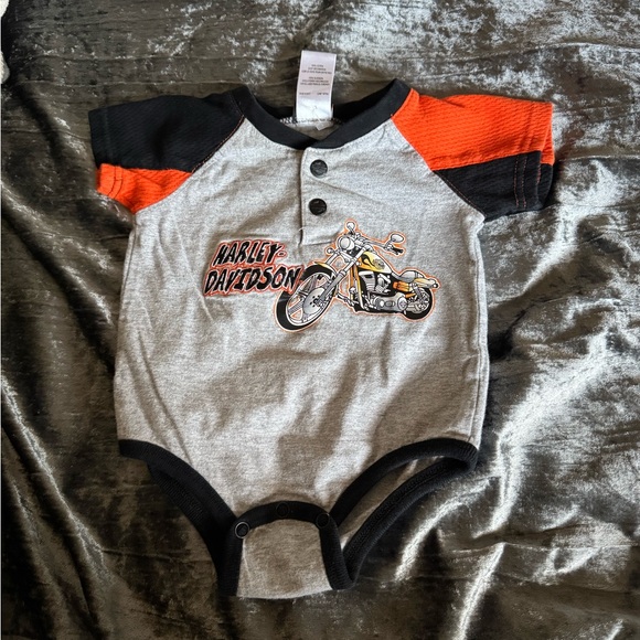 Harley-Davidson Other - Harley-Davidson Infant Bodysuit in Black, Orange, and Gray